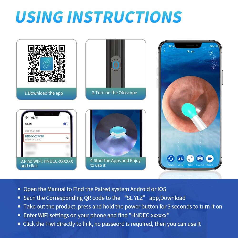 Smart Ear Cleaning Device - لاسلكي واي فاي خلال أذني منظار الأذن كاميرا Borescope مضيئة شمع الأذن تنظيف الأسنان فحص الفم الرعاية الصحية الأذن الأنظف